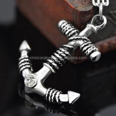 China Hiphop Pirates Of The Caribbean Stainless Steel Ship Anchor Jewelry Antique Necklace For Men for sale