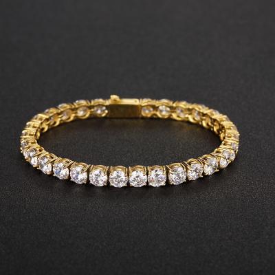 China Stainless Steel Diamond Link Chain Cubic 3 Hiphop 4 5MM Tennis Bracelet For Men for sale