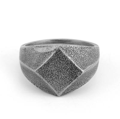 China Retro Casual / Sporty Stainless Steel Rhombus Shape Punk Style Mens Ring for sale