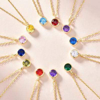 China Other 925 Sterling Silver Crystal CZ Birthstone Pendant Necklace For Women for sale