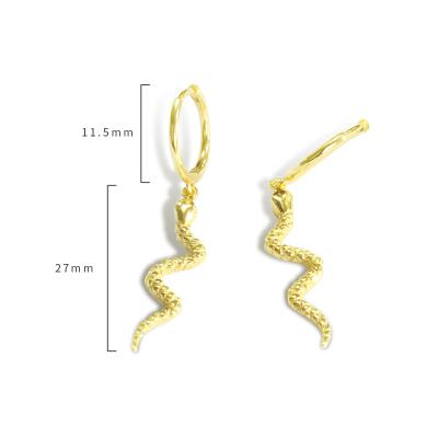 China CLASSIC 925 Sterling Silver 18K Gold Snake Charm Dangle Small Circle Earring For Women for sale