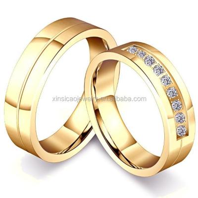 China Ring Set For Man And Wedding Gold Stainless Steel Women Bride Band Jewelry Diamond Style for sale