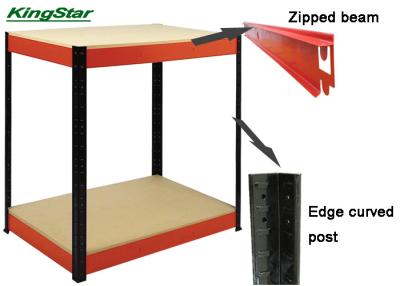 China Steel Frame Boltless Workbench With Curved Edge Post And Strengthen Beams 800 kg Per Layer for sale