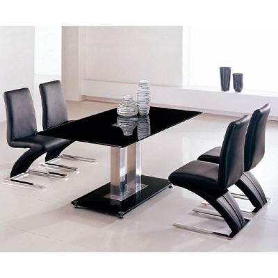 China new black glass rectangle dining set for sale