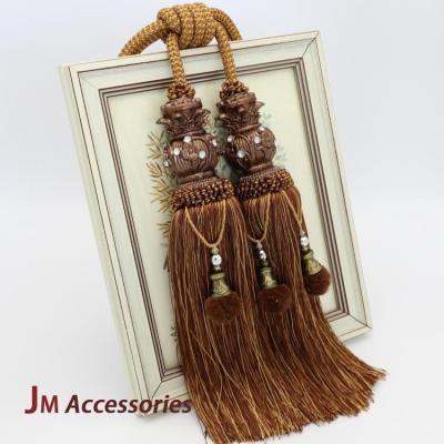 China Easy To Wear And Change Factory Price Free Sample Decorative Long Curtain Tieback Brown Tassel for sale