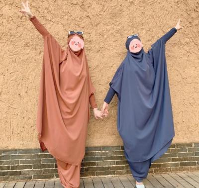 China High Quality Jilbab Nada Long Crinkle Elastic Sleeves Hot Sales Limanying Factory Supply Polyester 2 Piece Prayer Abaya Jilbab Sets for sale