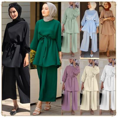 China Nida Limanying Supply Dubai Abaya Two Piece Muslim Clothing Southeast Asian Clothing Muslim Women Pants Suits for sale