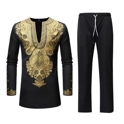 China Good Quality LMY Manufacturers Hot Selling Casual Men's African Print Clothing T-shirts Dashiki Pant Suits For Men for sale