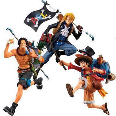 China Cartoon Toy Running Three Brothers Backpack Luffy Backpack Ace Sabo Bag Hand Model Doll for sale