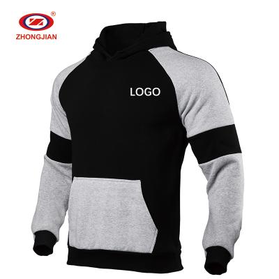 China Breathable Winter Premium Custom Men's Embroidery Fleece Color Block Long Sleeve Sweatshirt Hoodies for sale