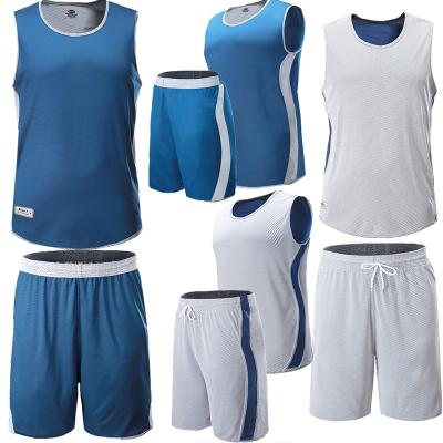 China Wholesale Custom Basketball Uniform Men Breathable Mask Sports Basketball Wear Blue Jersey Uniforms for sale