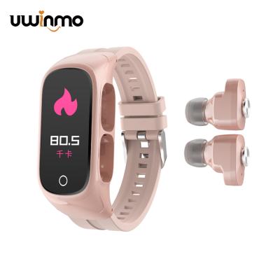 China Touch Screen Heart Rate Music 2 in 1 Wrist Band with TWS BT Earbuds N8 Wristband Wireless Smart Watch for sale