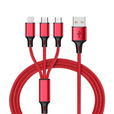 China Cheap Price Fast Charging LOGO Customized Universal Fast Charging Speed ​​1.2M Line 3 in 1 3A USB Mobile Phone Charger Cable for sale