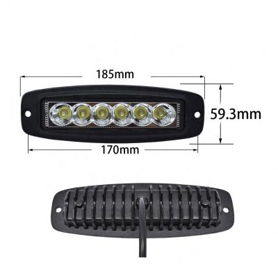 China Diecast Aluminum Housing 6inch Led Work Light Bar 18W Spot Led Work Lamp For Truck Car SUV ATV Tractor Offroad Motorcycle 24V for sale