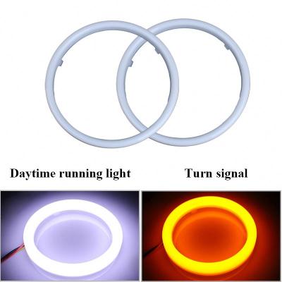 China Dual Color Led Angel Eyes Halo Rings 12V Headlight White+Yellow 60/70/80/90/95/100/110/120mm for sale