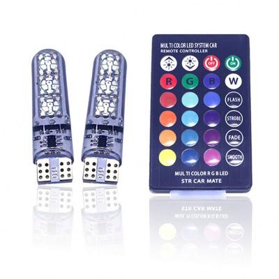 China Silicon T10 5050 6SMD T10 remote control led RGB LED bulb lamp auto car led interior led t10 for sale