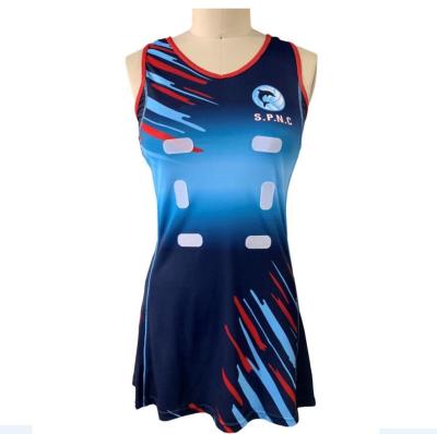 China Women's Sports Dress Mesh Material Sublimation Netball Uniform , Cheap Netball Dresses for sale