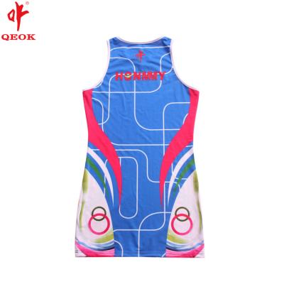 China V-neck collar sublimation slim fit tennis dress. Ladies fitness netball uniforms for sale