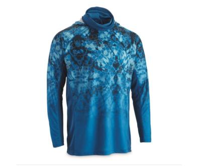 China Antibacterial Hot Selling Polyester Sublimation Printing Breathable Quick Dry Hooded Fishing Shirt With Mask Neck Cuffs for sale