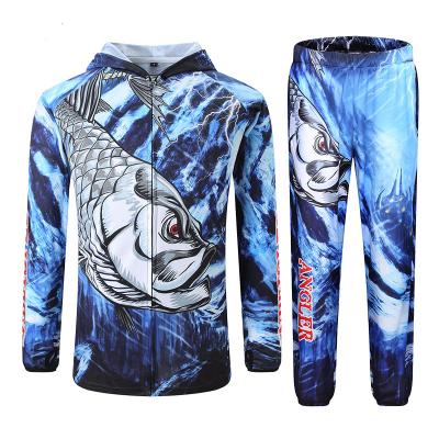 China Latest Design Custom Long Sleeve Mens Wear Hoodie Fishing Uniforms Sublimation Antibacterial Fishing Tank Top Pants for sale