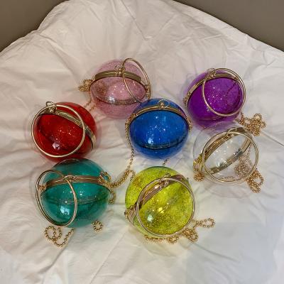 China New Arrival Fashion Daily Ladies Acrylic Transparent Round Handle Bags Clear Ball Purse With Handbags for sale