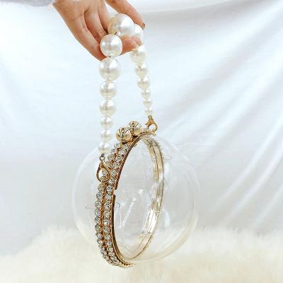 China New Arrival Women Daily Clutch Pearl Purse Clear Ball Shape Diamond Evening Bags 2021 For Party for sale