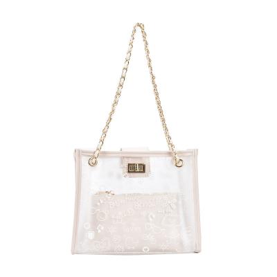 China 2021 Summer PVC Jelly Bag New Fashion Chain Cross One Shoulder Transparent Women Jelly Shoulder Bag Simple for sale