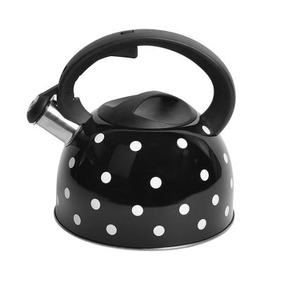 China Sustainable Color 2.5L Liner Stainless Steel Tea Kettle Induction Bottom Modern Whistling Teapot For Stove Top for sale