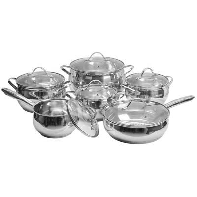 China Hot Stick Soup Kitchen Utensils 12-Piece Sets Stainless Steel Pots Kitchen Non-Stick Stock Cookware Non Viable for sale