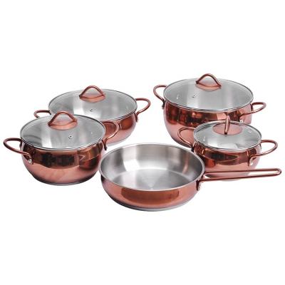 China Sustainable 9pcs Picnic Dinnerware Set Outdoor Camping Cookware Set Best Selling Stainless Cookware Set for sale