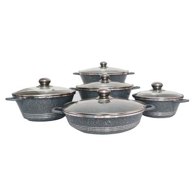 China Sustainable Gray 5 Piece Set Pot To Pot Soup Commercial Cookware Cooking Set for sale