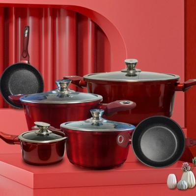 China Sustainable 6-Piece Pot Multifunctional Cooking Pot Set Cookware Nonstick Coating Aluminum Set for sale