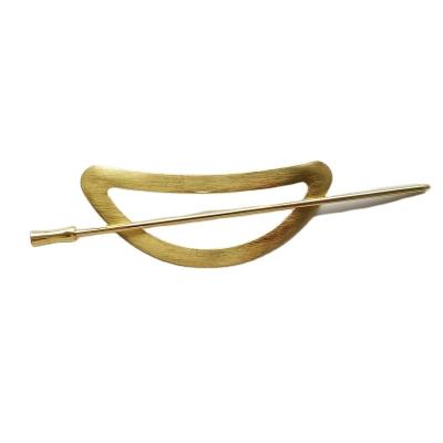 China Large Odd Shape Hairpin Gold Hair Decoration Round Single Cavity Metal Hair Fork Hair Pin For Women for sale