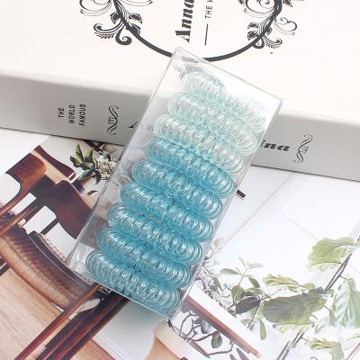 China Hair Accessories Gradient Telephone Wiring Hair Coils 9 Pcs Wire Set Elastic Ponytail Headband Accessories For Woman Girls Long Hair for sale