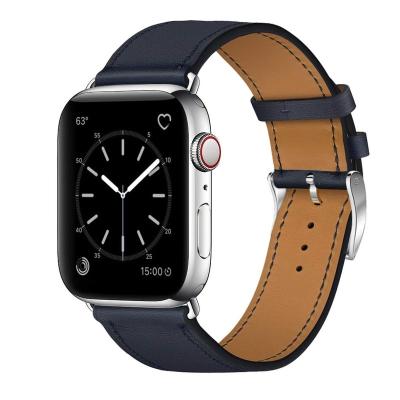 China Luxury Genuine Leather Watch Strap Replacement Band with Stainless Metal Clasp for Apple Watch Series 5 4 3 2 1 for sale