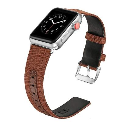 China Replacement Luxury Leather Watch Bands 38mm 40mm 42mm 44mm Nylon Strap For Apple Watch Series 5 4 3 2 1 for sale