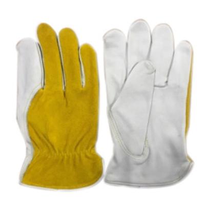 China Anti-smash Cow Hide Leather Working Gloves With Yellow Split Cow Leather Back for sale