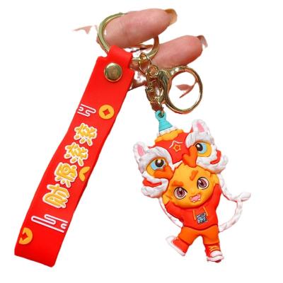 China Couples Creative Cartoon Dragon Year Lion Key Chain Festive Car Key Chain Doll Schoolbag Pendant Couple Small Gift for sale