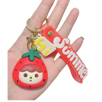 China Cute Style Internet Celebrity Fruit Cute Doll Key Chain Silicone Car Couple Key Pendants Bag Ornaments Creative Keychain for sale