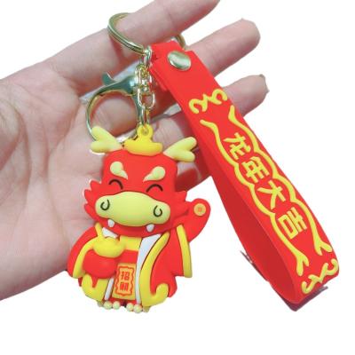 China National Tide New National Fashion Dragon Year Three-Dimensional Cartoon Doll Keychain Cute Couple Bags Ornaments Car Key Chain Wholesale for sale