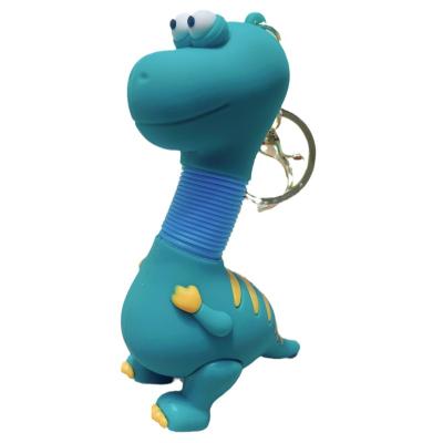 China Cute style cartoon retractable little dinosaur corner key chain doll car key ring pendant bag hanging ornament small gift for sale