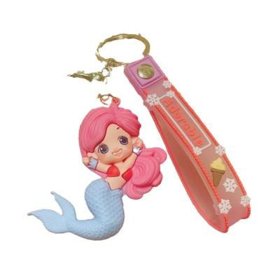 China Cartoon Creative Cute Cartoon Silicone Mermaid Key Chain Car Key Ring Doll Pendant Schoolbag Pendant Small Gift for sale