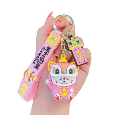 China Rubber Guochao Xingshi Fortune Cat Qihang Keychain Transshipment Cross-Border Key Pendants Shopping Mall Company Opening Gift for sale