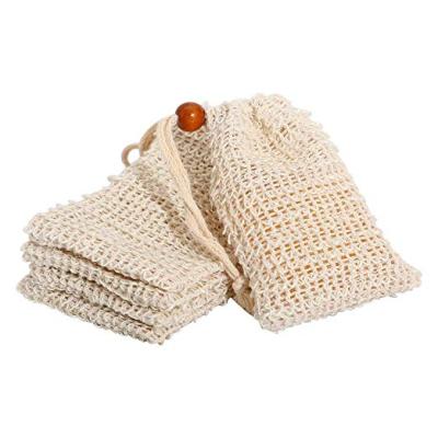 China Sisal Mesh Face Soap Bag with Natural Drawstring Saver Pouch for Foaming, Drying Soaps, Exfoliation for sale