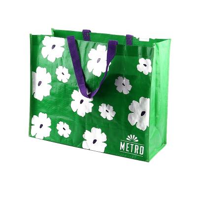 China Durable Cheap Promotional Waterproof Recycled Laminated PP Woven Shopping Bag for sale