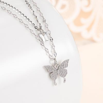 China Double Meaning Female Summer Design Romantic Niche Butterfly 925 Sterling Silver Lock Chain Jewelry Butterfly 925 Sterling Silver Hot Sale for sale