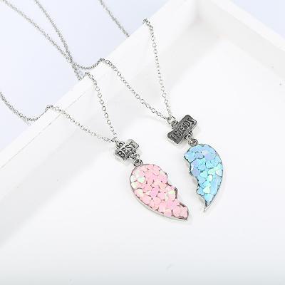 China Romantic Europe and the United States Alloy Border Jewelry Cartoon Glue Sequins New Love Friends Children Heart-Shaped Necklace Set for sale