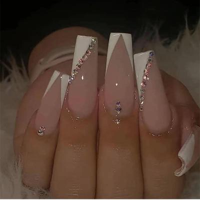 China No Long Ballet Drill Weave Correction Nail New And American French White French V-shaped Nail Art European Weave Color Draw for sale