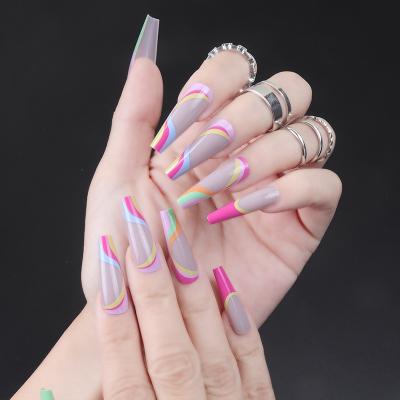 China INS 7 Pop Pattern Wear Weave Contrast Color Gorgeous False Nails Not Finished Multi Color Draw Nail Nail Stickers for sale