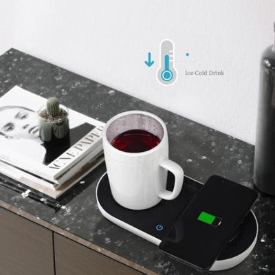 China 2021 Home and Office Gift Set for Men's Fathers Day: Smart Cup Office Cooling and Heating with Cordless Charging for sale